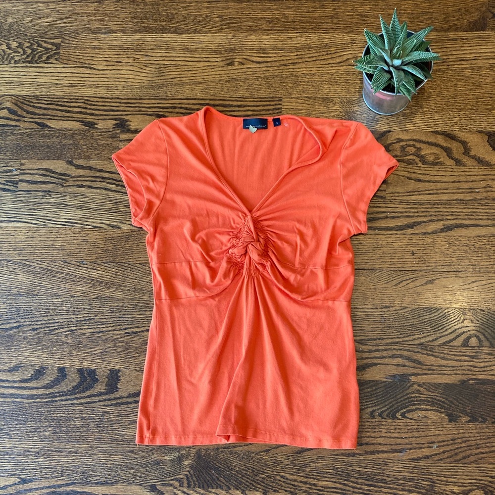 KAPALUA Vintage Short Sleeve V-Neck Orange Top.  Size: Small